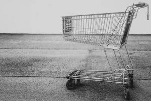 shopping cart black & white photo