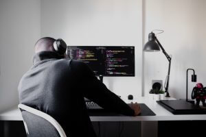 Developer in front of his screen