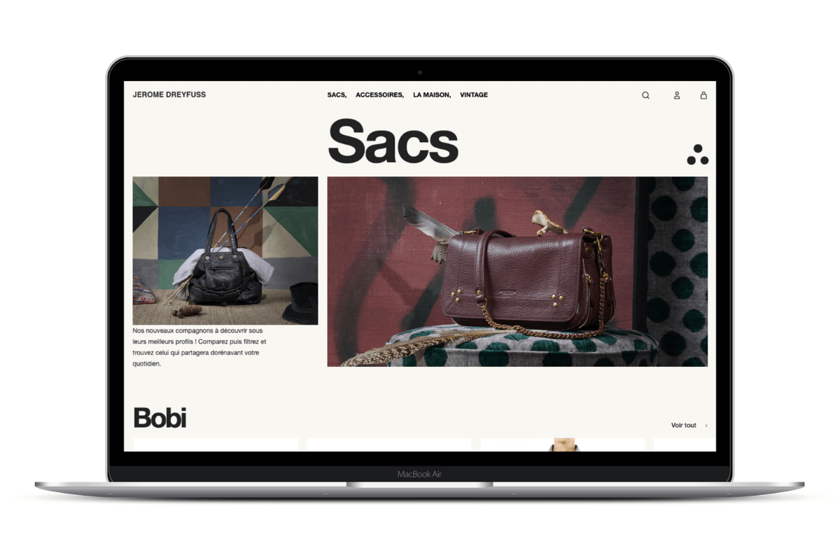 Screenshot mockup storefront Jerome dreyfuss
