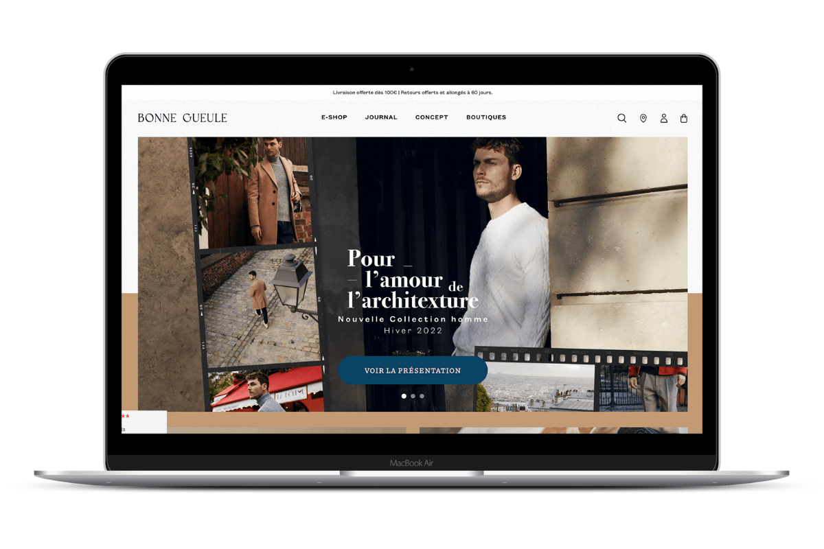 Screenshot mockup storefront Bonne Gueule